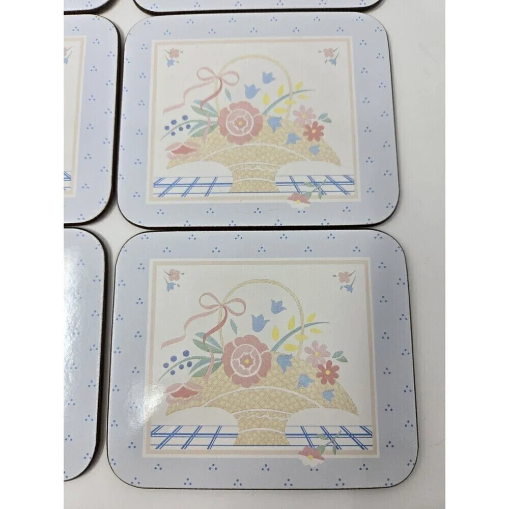 VINTAGE JASON NEW ZEALAND SIX COASTERS WITH BOX COUNTRY BASKET 1980S CORK BACK